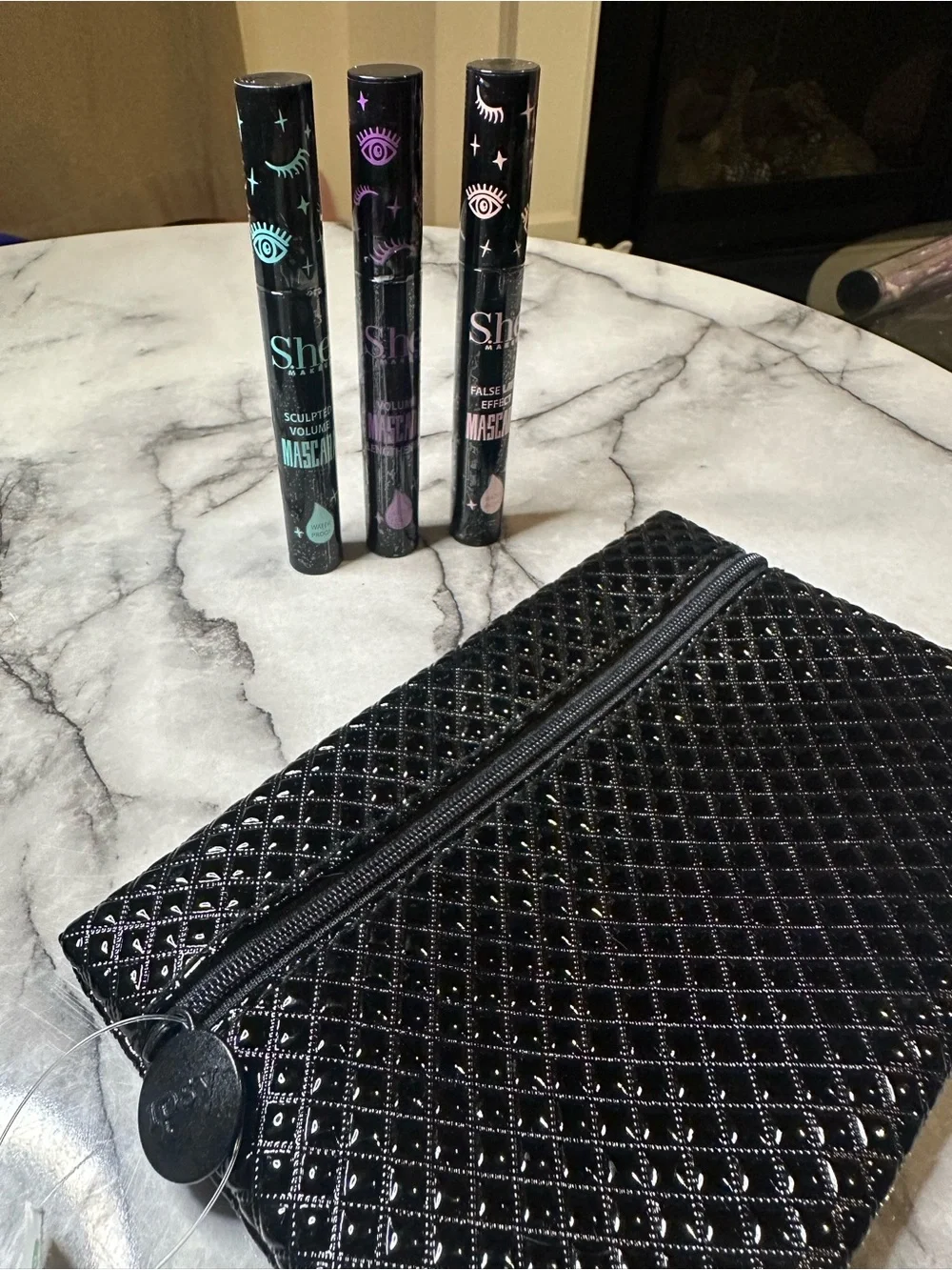 S.he Waterproof Mascara Trio - Black with black make up bag
